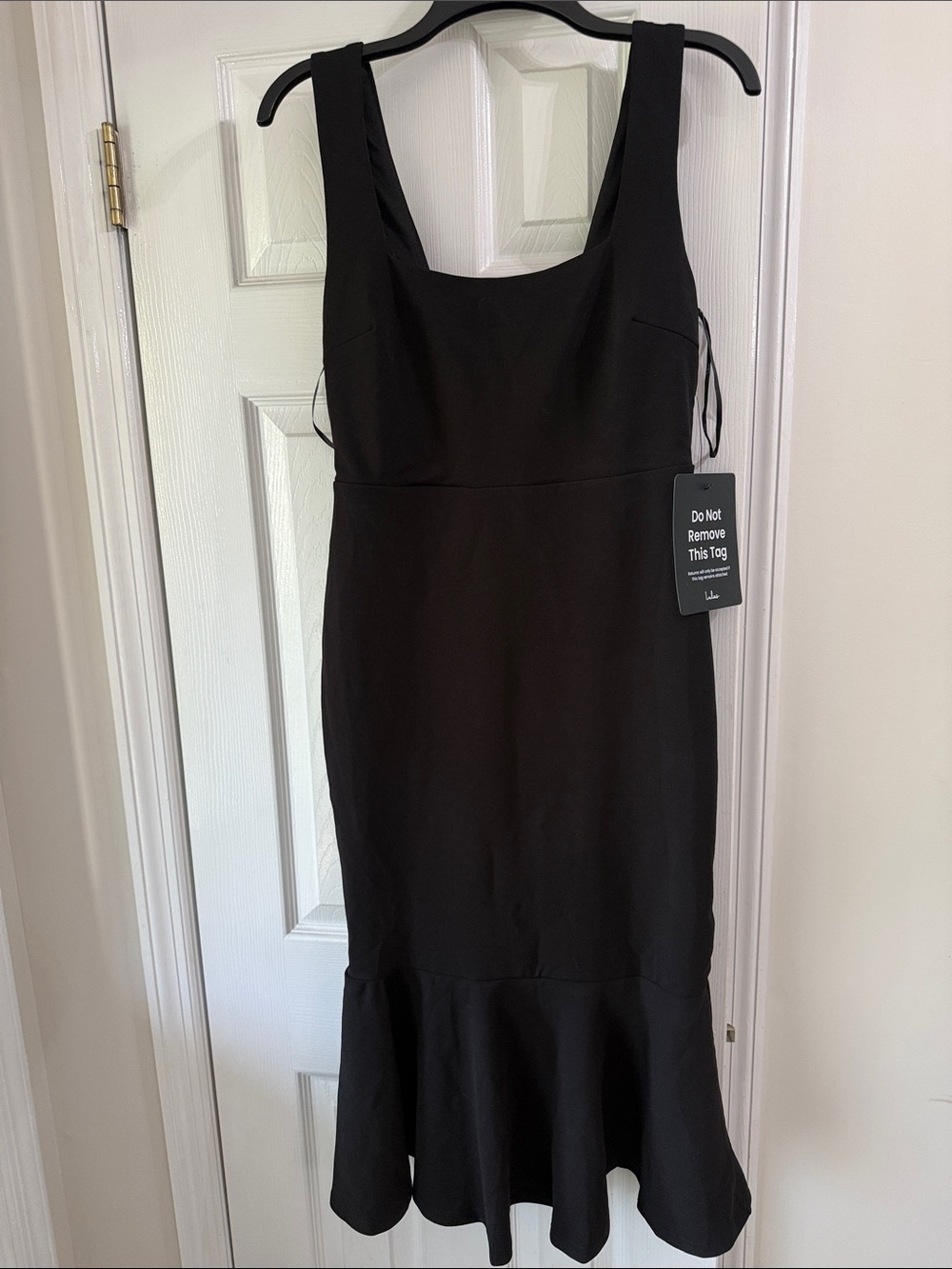 Lulu's Black Square-Neck Ruffle-Hem Dress - Picture 2 of 5